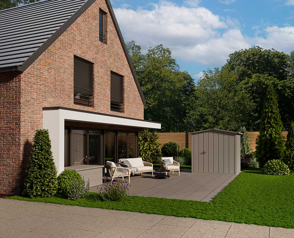 Domek ogrodowy JUNO z dachem dwuspadowym w wersji Modern