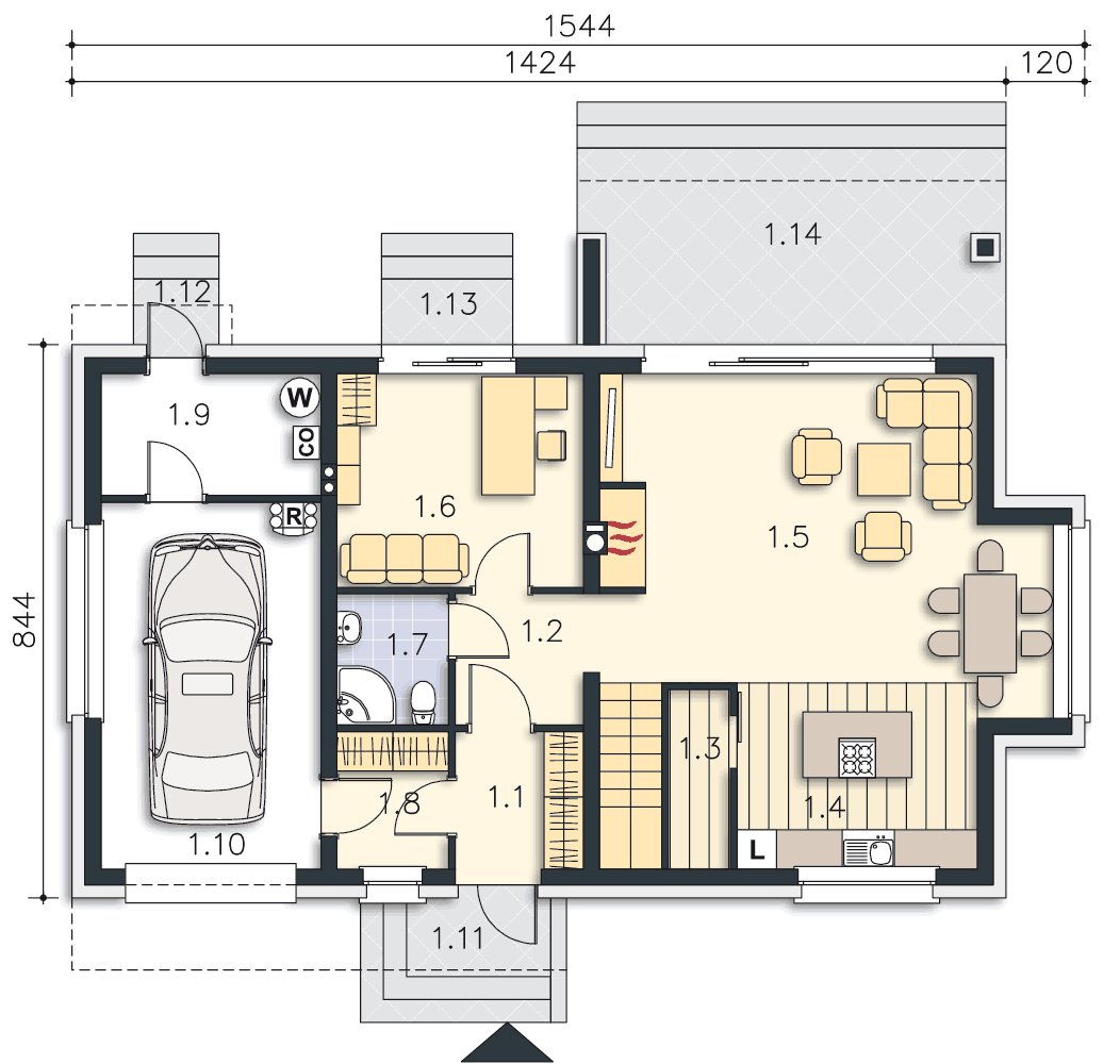 Projekt domu Nikko DCP264 - 138.96m² - Lipińscy Domy